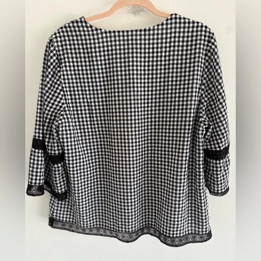 Chico's Black and White Gingham Women's Top - Picture 5 of 10